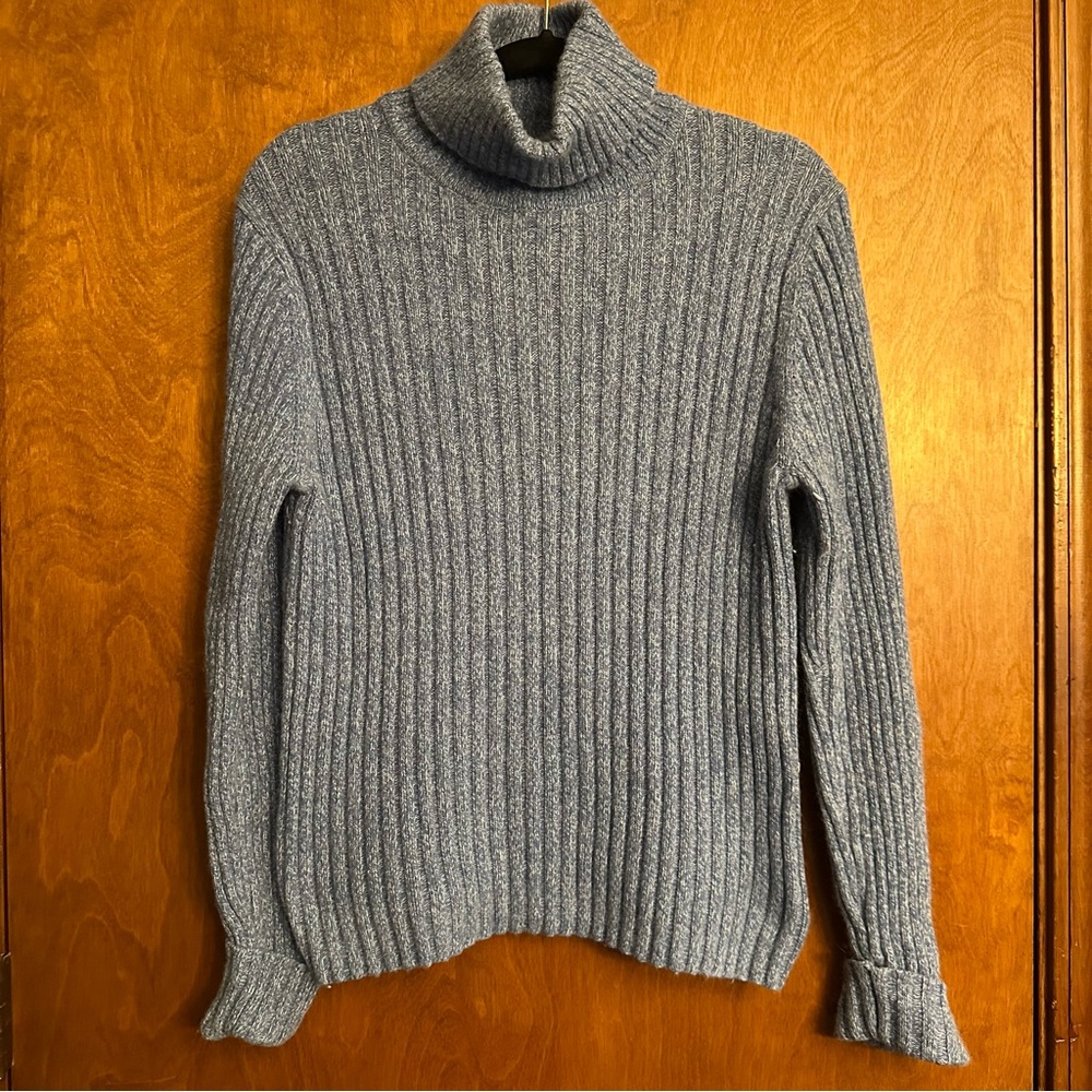 Eddie Bauer Turtleneck Sweater Knit Long Sleeve Dusty Blue Angora‎ Rabbit Medium